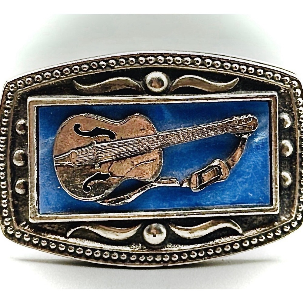 RARE VTG CII New York Guitar Belt Buckle Blue Inlay Rockabilly Western Music